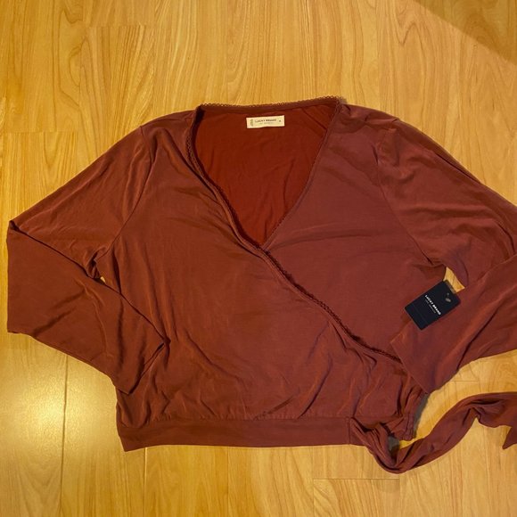 Lucky Brand Faux Wrap V-Neck with Side Tie - Picture 3 of 11